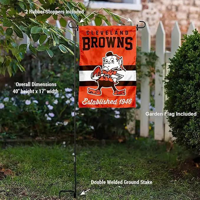 WinCraft Cleveland Browns Throwback Retro Vintage Garden Flag and Flagpole Mount by GreenHaven Gardens