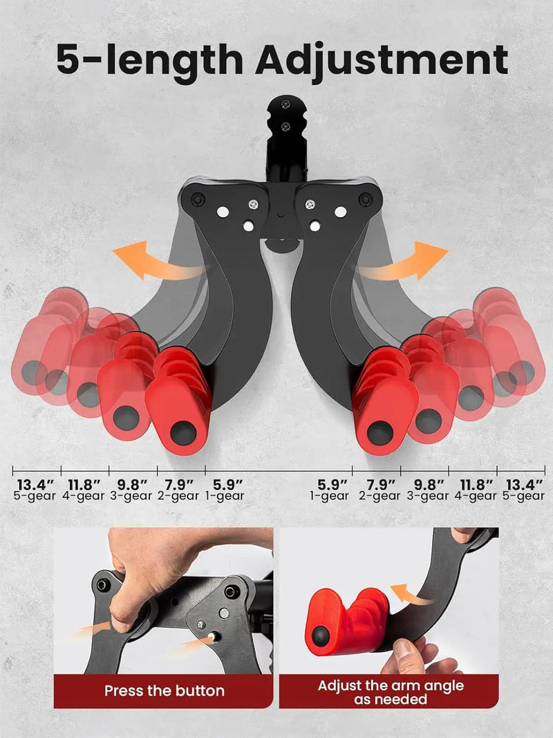 YORKING Bike Wall Mount, Horizontal Wall Mount Hanger Holds Up to 55Lbs Bike Indoor Storage Rack Hook with 5 Adjustable Levels, Extends to Fit 32.6" Handlebars for 1 Bicycle in Home Garage – Red by GreenHaven Gardens