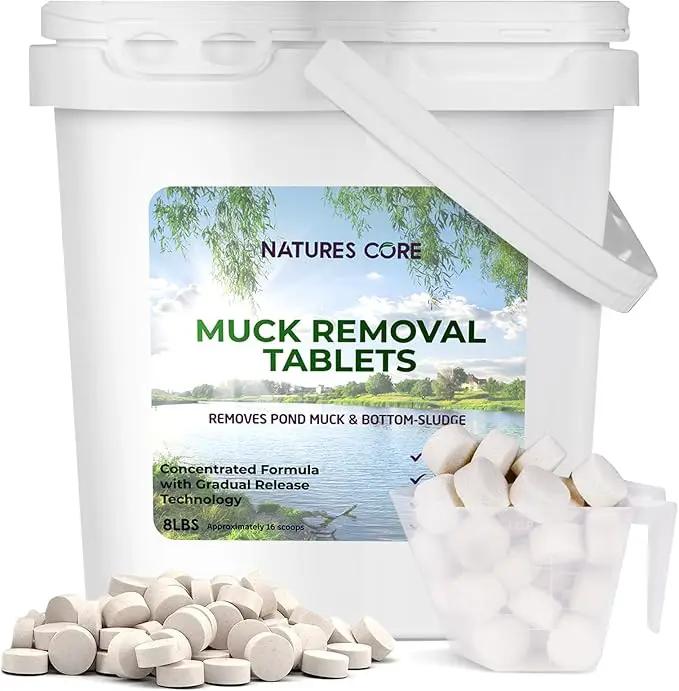 Nature's Core Muck Removal Tablets Natural Pond Sludge Remover, Cleans & Clears Away Muck & Sludge, Safe for The Environment, Treats 1,500 Sq Ft, 3 Month Supply, 16 Scoops, 8 lb by GreenHaven Gardens
