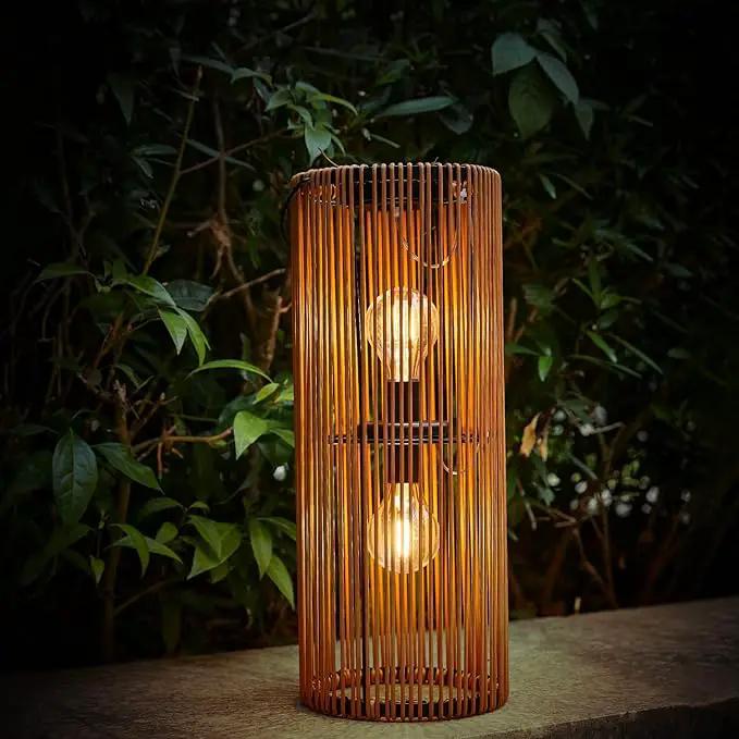 Solar Lanterns Outdoor Hanging Lantern Warm White Light Edison Style Bulb Yard Garden Wedding Home Parties Patio Decoration Waterproof Outdoor Floor Lamp Brown by GreenHaven Gardens