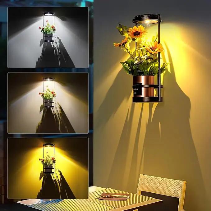 Solar Yard Wall Light with Plant Stands, Wireless Outdoor Solar Wall Lamp with 2 Modes & IP45 Waterproof Dusk to Dawn LED Outdoor Solar Lights for Garden Patio Yard Decoration (2Pack) by GreenHaven Gardens