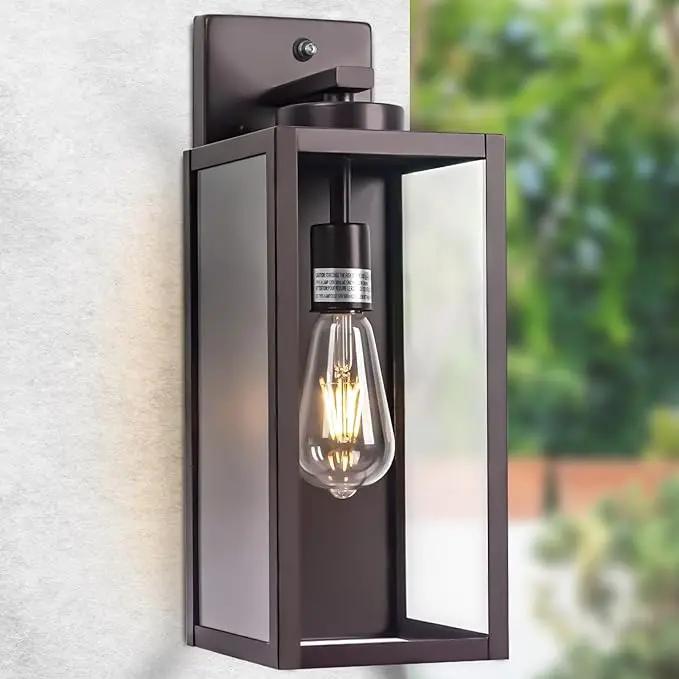 16-inch Oil-Rubbed Bronze Dusk to Dawn Outdoor Wall Light Fixtures, Exterior Waterproof Wall Lanterns, Brown Porch Sconces Lighting, Modern Outside Lights for House Patio Front Door Entryway, 2-Packs by GreenHaven Gardens