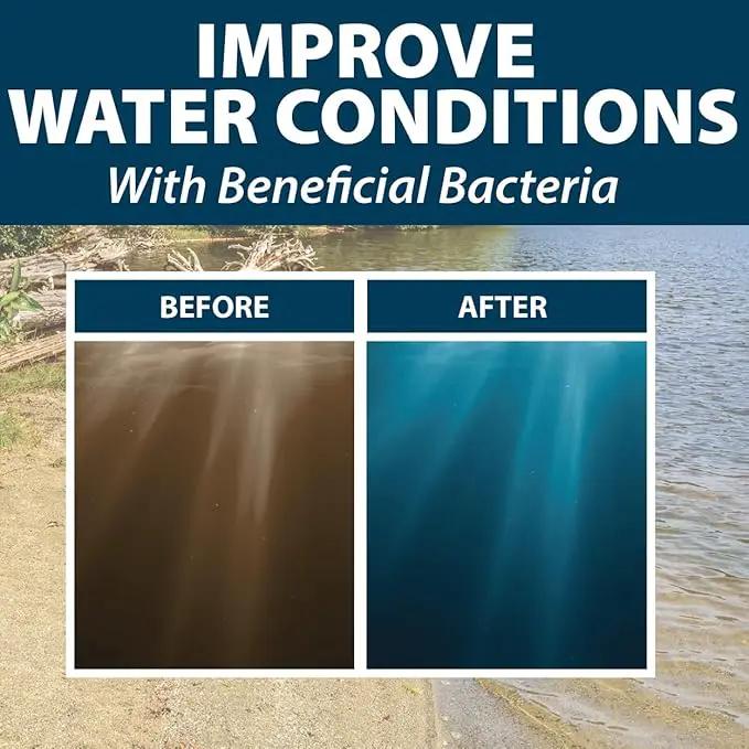 Airmax Pond Dye Plus, Nature's Blue Colorant & Natural Beneficial Bacteria, Large Pond & Lake Water Clarifier & Color Treatment, Shade Plants & Algae from Sunlight, Fish & Livestock Safe, 4 Gallons by GreenHaven Gardens