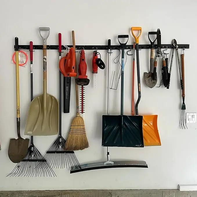 WellMade 64'' Adjustable Garden Tool Organizer, Garage Storage System with Hooks, Wall Mount Tool Organization Rack, Black by GreenHaven Gardens
