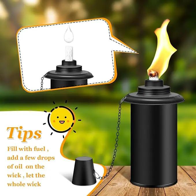 8 Pack Torch Canisters,16oz Replacement Torch Refillable Canisters with Wicks,Caps, Outdoor Citronella Fuel Torch Canister for Luau Party, DIY Garden Decor. by GreenHaven Gardens