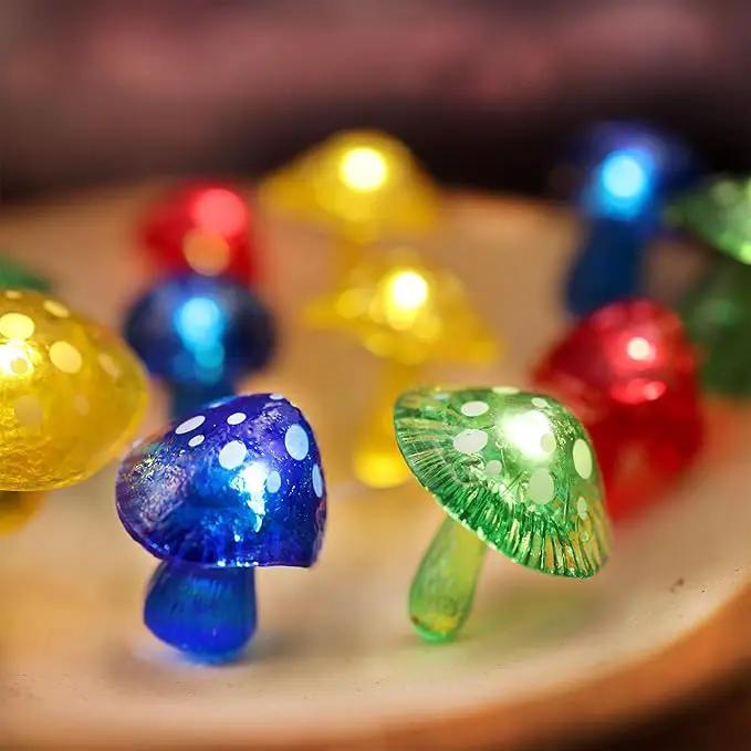 Mushroom String Lights Mushroom Lamp Fairy Décor-USB Plug in or Battery Operated 7ft 20 LED Decorative Fairy Lights-Mushroom String Lights for Bedroom Living Room Decor by GreenHaven Gardens