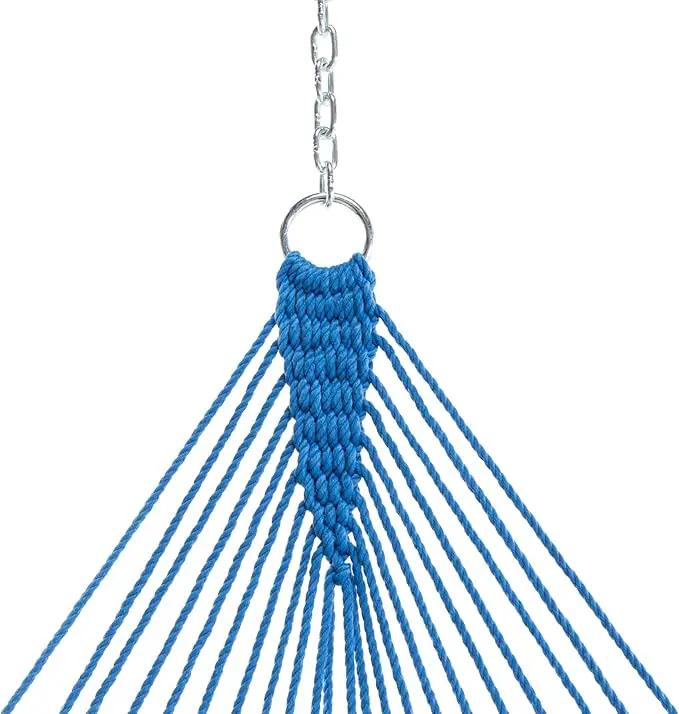 Original Pawleys Island 13DCCB Large Coastal Blue DURACORD Rope Hammock with Extension Chains & Tree Hooks, Handcrafted in The USA, Accommodates 2 People, 450 LB Weight Capacity, 13 ft. x 55 in. by GreenHaven Gardens