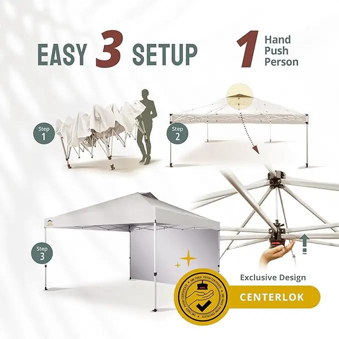 CROWN SHADES 12x12 Pop Up Canopy Tent Instant Commercial with 150D Silver Coated Fabric Including 1 Removable Sidewall, 4 Ropes, 8 Stakes, Weight Bags, STO 'N Go Bag, White by GreenHaven Gardens