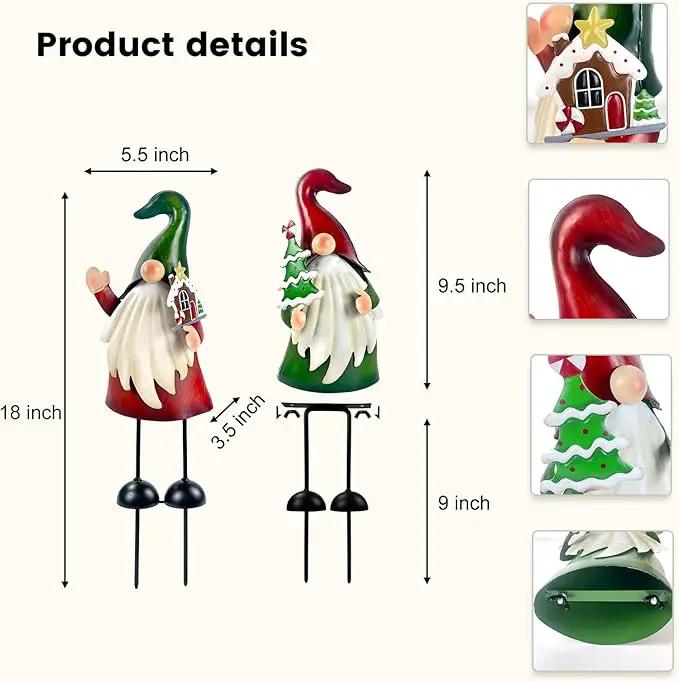 HONGLAND Christmas Decorations Outdoor Metal Gnome Yard Art Christmas Gnomes Statue 18 Inch Gnome Figurine for Holiday Christmas Lawn Patio Yard Garden Decor-2 PCS by GreenHaven Gardens