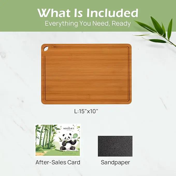 Bamboo Cutting Board 15 inches Carbonized Chopping Board With Knife-Friendly Surface & Juice Groove For Home Kitchens – Ideal For Meat, Veggies by GreenHaven Gardens
