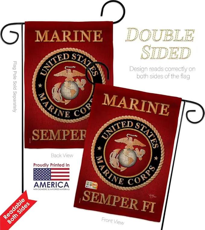 Marine Corps Burlap Garden Flag - Pack Armed Forces USMC Semper Fi United State American Military Veteran Retire Official Support Our Troops - House Banner Small Yard Gift Double-Sided 13 X 18.5 by GreenHaven Gardens
