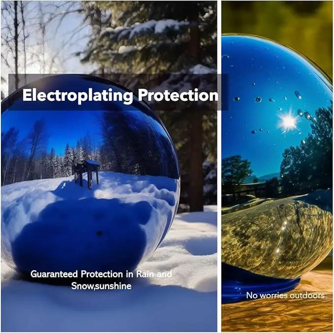 10 Inch Stainless Steel Gazing Globe,v2croft Hollow Ball Mirrored Surface Polished Shiny Sphere,Garden Stainless Steel Gazing Ball for Outdoor Lawn Pond Yard Ornament(Blue) by GreenHaven Gardens
