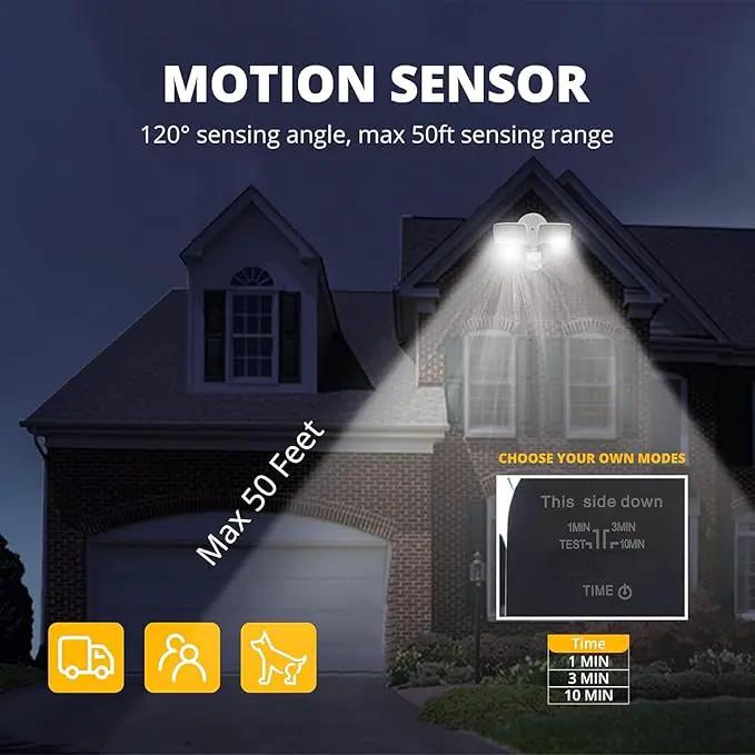 UME 19W LED Security Lights Motion Sensor Light Outdoor, 2000LM Motion Flood Light, 5000K, IP65 Waterproof, 2 Adjustable Head Motion Detector Security Light for Exterior,Outside,Garage,Yard(White) by GreenHaven Gardens