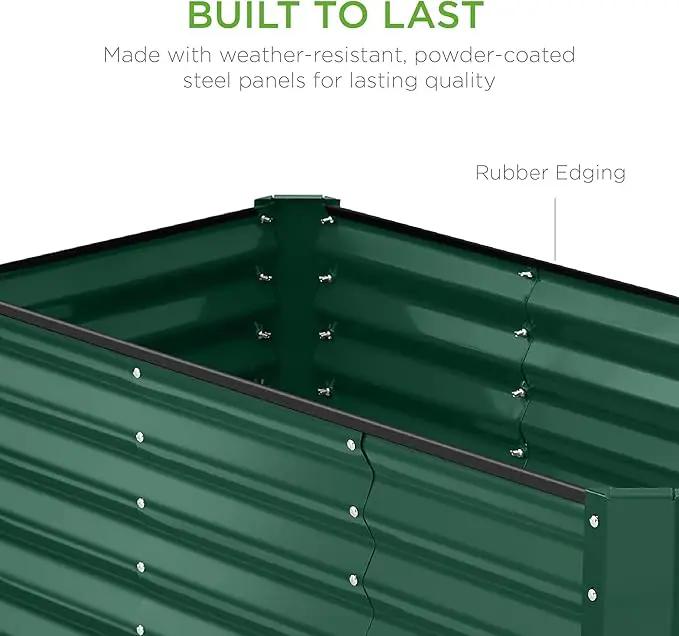 Best Choice Products 4x2x2ft Outdoor Metal Raised Garden Bed, Deep Root Planter Box for Vegetables, Flowers, Herbs, and Succulents w/ 119 Gallon Capacity - Dark Green by GreenHaven Gardens