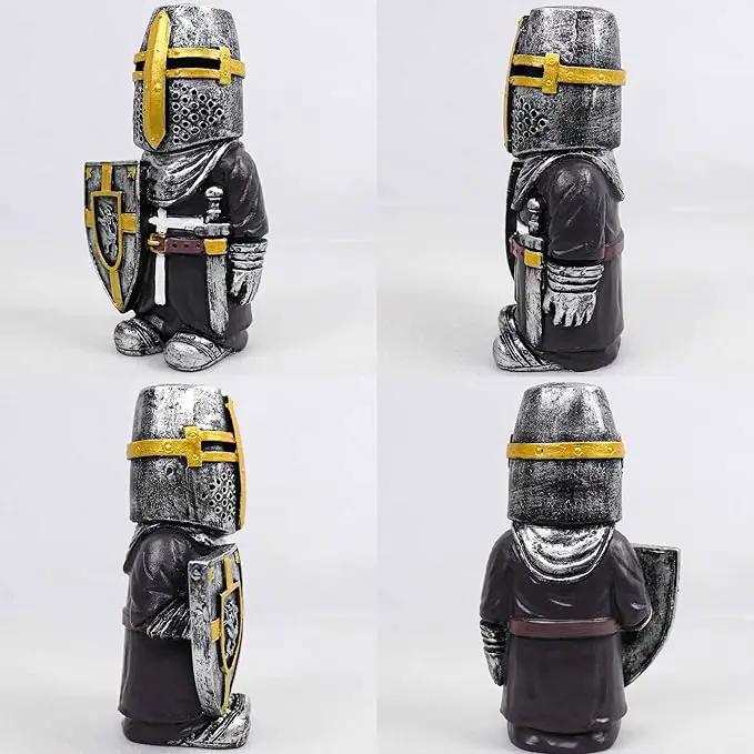 nezababy Knight Gnomes Guard Garden Statue Decoration Medieval Wee Crusader Battle Swordsman Fighting Outdoor Figurines Lawn Decor Resin (F) by GreenHaven Gardens