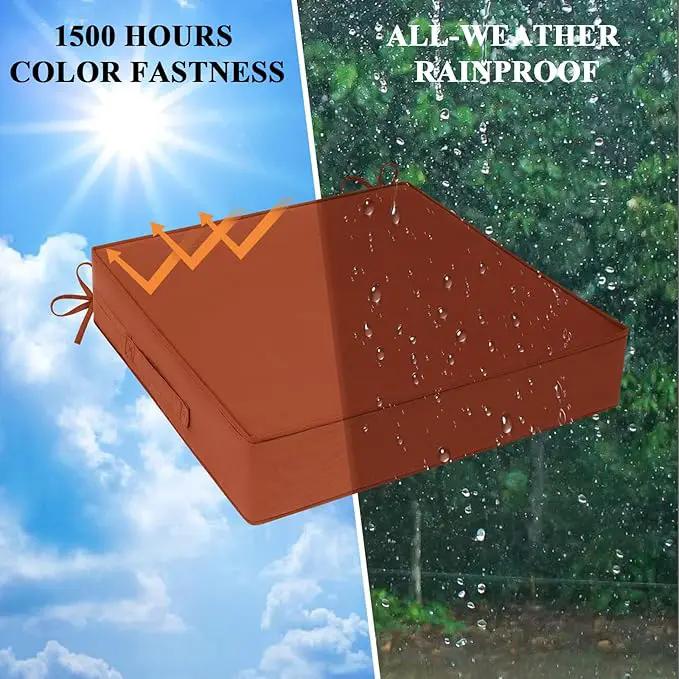 Outdoor Chair Cushions Set of 2 for Patio Furniture 22x22x4 Inch Waterproof Patio Chair Cushion 3 Year Color Fastness Square Elastic Foam Garden Sofa Couch Pads with Ties and Handle,Spice by GreenHaven Gardens