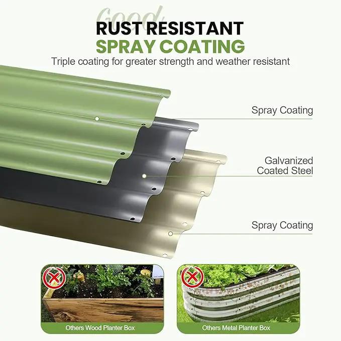 G GOOD GAIN Raised Garden Bed Kit | 2Pcs 4-in-1 Adjustable Galvanized Metal Planter Boxes for Outdoor Vegetables, Flowers Herb | Multiple Sizes (5x3x1ft, 4x4x1ft, 6x2x1ft, 7x1x1ft), Green by GreenHaven Gardens