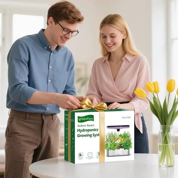 Stainless Steel Hydroponics Growing System kit Indoor Garden: 15 Pods Herb Garden with 24W Full Spectrum Grow Light, Hydroponic Gardening System with Silent Pump, Planting Height Up to 19.7" by GreenHaven Gardens
