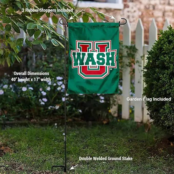 College Flags & Banners Co. Washington St. Louis Bears Dual Logo Garden Flag with Pole Stand Holder by GreenHaven Gardens