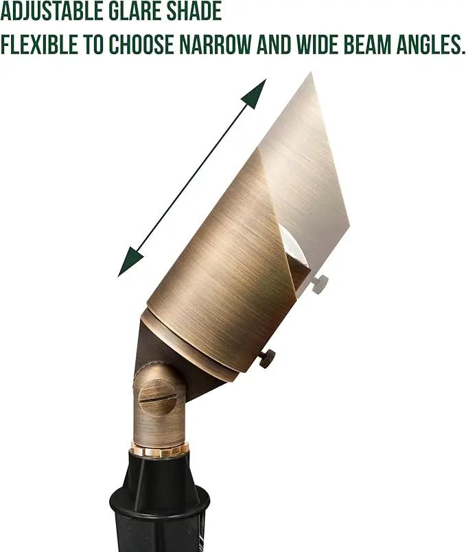 GKOLED 12V Brass Landscape Spotlight, LED Low Voltage Landscape Lighting, Outdoor Adjustable Lights for Yard Wall Lawn Tree Patio Garden, Waterproof Directional Up Light, No MR16 Bulb by GreenHaven Gardens