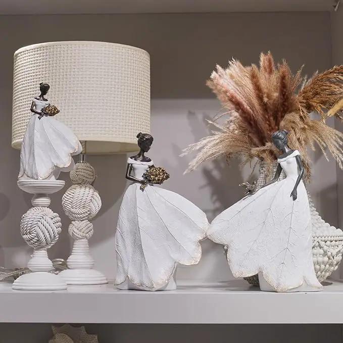 Guichifun Fairy Statue Collection Home Decoration - White Leaf Angel Girls Resin Living Room Bookshelf Decor Garden Outdoor Bathroom Decorations Figurines Gift 5.5 x 3.25 x 8 Inch by GreenHaven Gardens