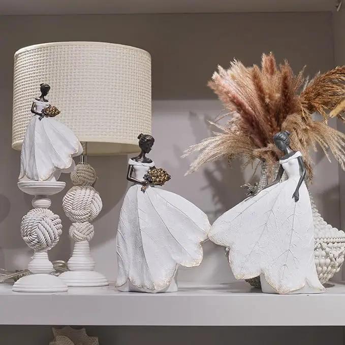 Guichifun Fairy Statue Collection Home Decoration - White Leaf Angel Girls Resin Living Room Bookshelf Decor Garden Outdoor Bathroom Decorations Figurines Gift 5.5 x 3.25 x 8 Inch by GreenHaven Gardens