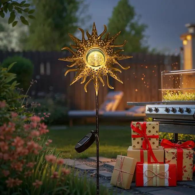 TAKE ME Sun Solar Lights Garden Outdoor Waterproof Metal Decorative Stakes for Patio Yard Walkway LawnPatio Mothers Day Gifts Mom Wife Grandma (Sun) by GreenHaven Gardens