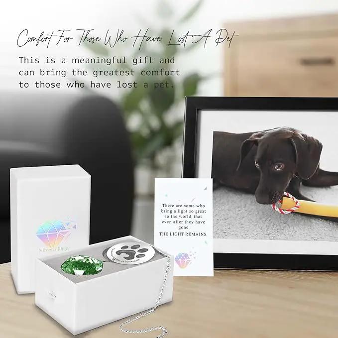 Dog Memorial Gifts, Unique Loss of Pet Sympathy Idea, Green Crystal Ball Rainbow Suncatcher with Paw Print for Cat or Dog Remembrance and Bereavement by GreenHaven Gardens