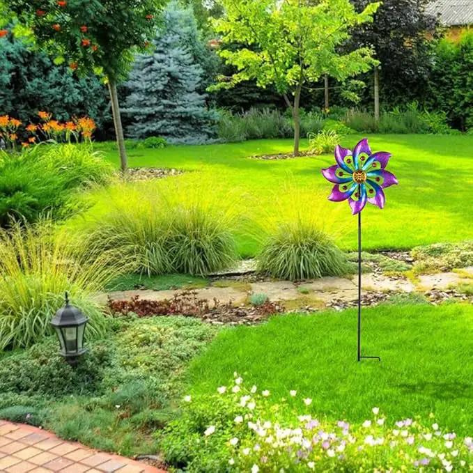 VEWOGARDEN Small Wind Spinners for Yard and Garden, Waterproof Metal Pinwheels Wind Spinners Outdoor Decor (Blue and Pink) by GreenHaven Gardens