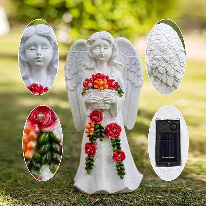 Angel Garden Statue Figurines Light Decoration Outdoor Solar Angels with 8 Led Lights Outside Resin Sculpture Art Decor Patio Lawn Yard Housewarming Gifts for Women Grandma Mom by GreenHaven Gardens