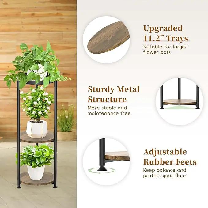 KMOTASUO 3 Tier Tall Metal Plant Stand, 35 Inch Plant Stands Indoor Outdoor, Rustproof Flower Pot Holder Display Rack for Corner Patio Garden Balcony Living Room by GreenHaven Gardens