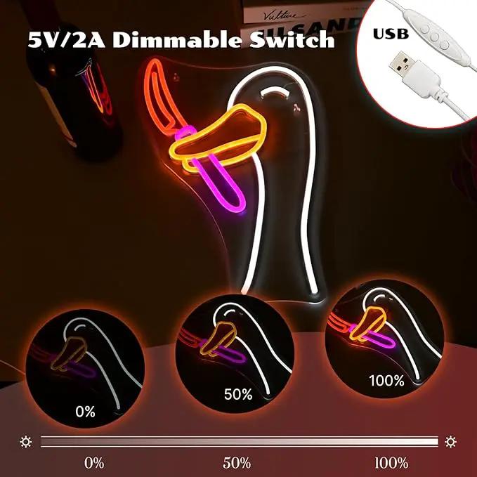 Silly Goose Neon Sign Dimmable Goose Knife Neon Signs for Wall Decor LED USB Powered Anime Neon Light Sign for Bedroom Room Club Restaurant Party Decoration Birthday Gifts by GreenHaven Gardens