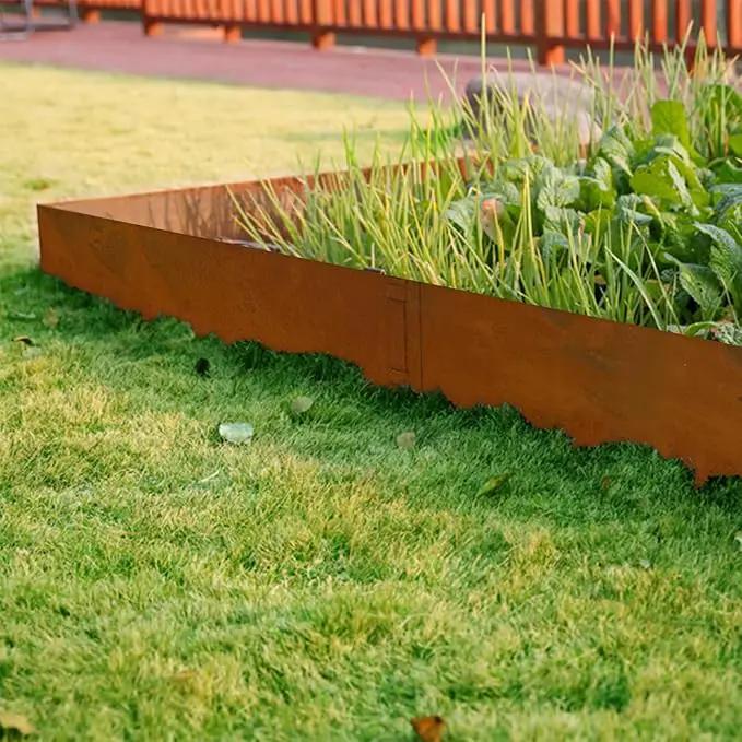 Co rten Steel Landscape Edging 12 Inch Tall 6 Packs, Pre-Rusted Metal Garden Edging, Hammer in Landscape Edging with 6 Clips and a Pair of Gloves, Steel Edging for Landscaping, Lawn Rusty by GreenHaven Gardens