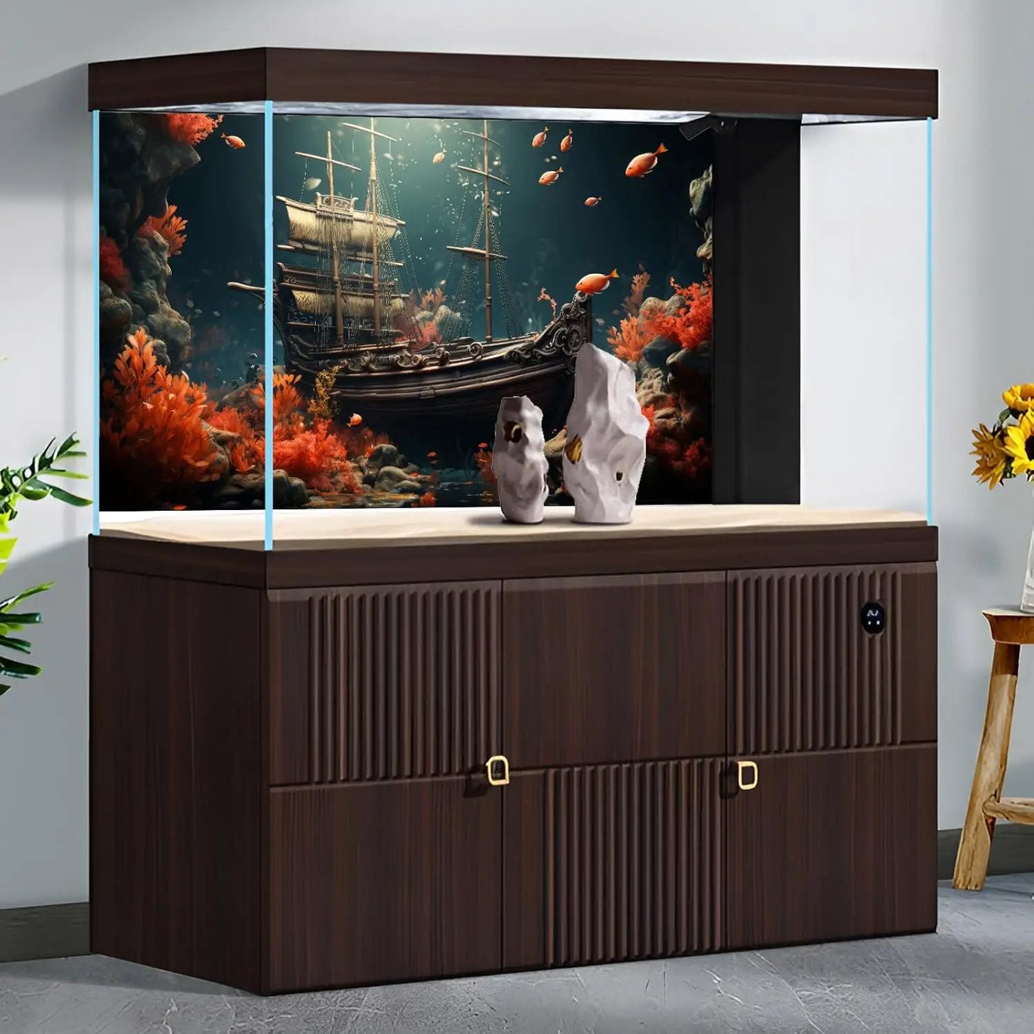 Pirate Shipwreck Aquarium Background Under The Sea Coral Reefs Fish Tank Background Underwater Sunken Ship Landscape Terrarium Background Tropical Sea Marine Life Aquarium Tank Background 36x24in by GreenHaven Gardens