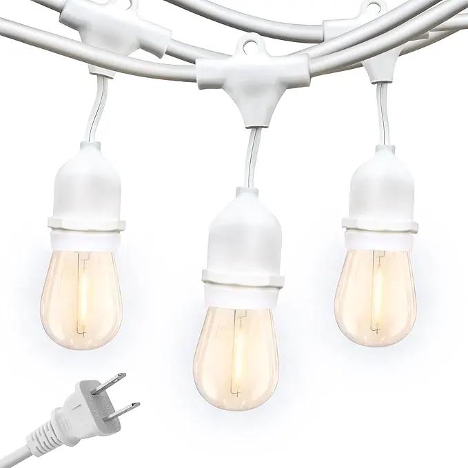 Brightech Ambience Pro Waterproof LED Outdoor String Lights, 48 Ft, Hanging, Dimmable Vintage Edison Bulbs, 15 Bulbs, 2W by GreenHaven Gardens