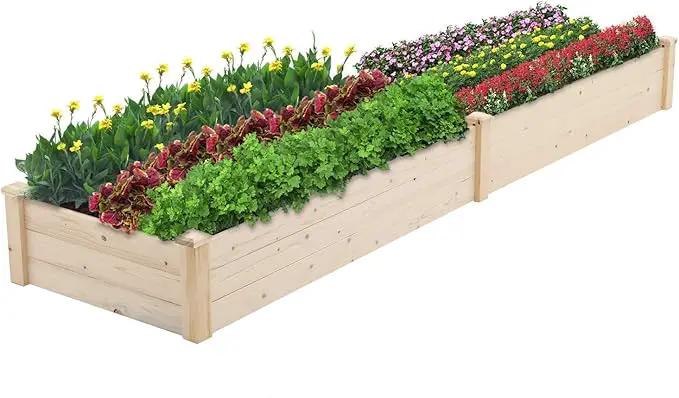 Crownland Outdoor Gardens 8 ft Raised Garden Bed Wooden Patio Raised Beds Backyard Elevated Planter Box Grow Vegetables Fruits Herb Yard Fast Easy Assembly by GreenHaven Gardens