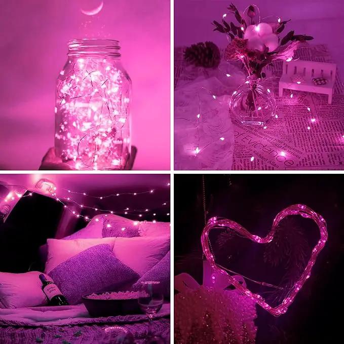 Solar String Lights Outdoor, 2-Pack Total 80FT 200 LED Solar Christmas Twinkle Lights Outside Waterproof Copper Wire 8 Modes Solar Fairy Lights for Garden Tree Party Birthday Christmas Decor (Pink) by GreenHaven Gardens