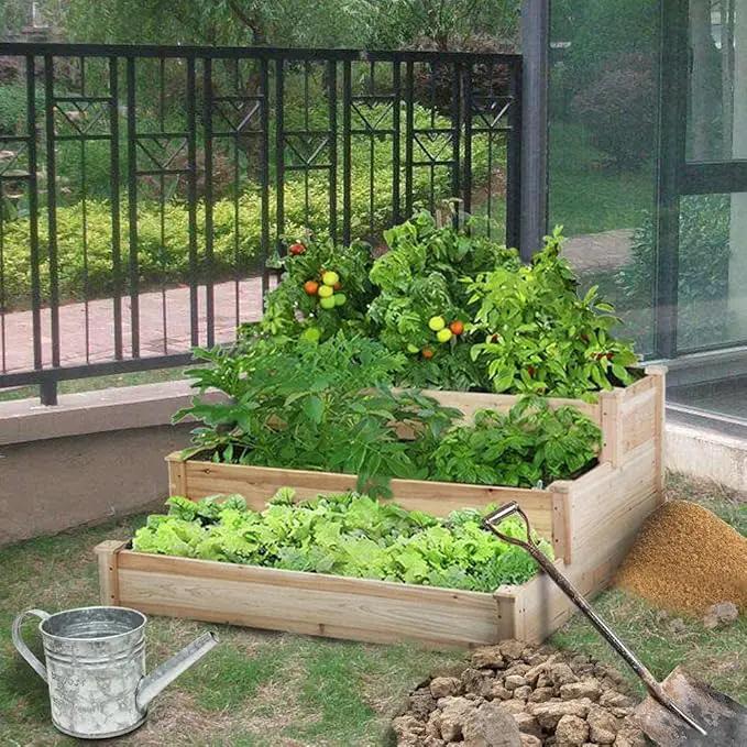 Yaheetech 3 Tier 47 x 47 x 22in Raised Garden Bed Horticulture Outdoor Elevated Flower Box Tiered Garden Bed Wooden Vegetables Growing Planter for Backyard/Patio/Gardener by GreenHaven Gardens