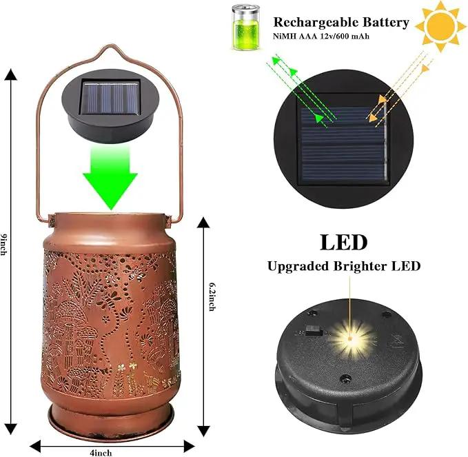 Solar Lanterns Outdoor Waterproof - Metal Hanging Solar Lights for Patio Yard Garden Decor, Christmas Birthday Gifts for Women Mom Men (2 Pack, Mushroom Shape) by GreenHaven Gardens