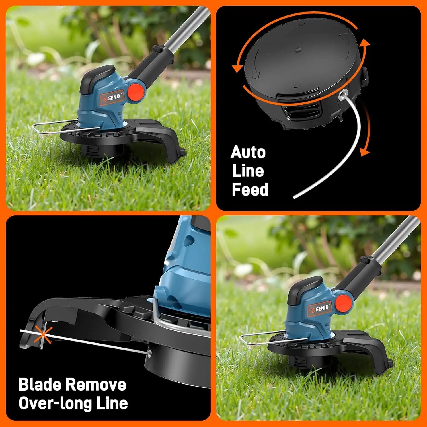 SENIX 20V 10" Cordless Weed Wacker, String Trimmer, Telescoping Rotating Shaft, Adjust Head & Assistant Grip, Auto Line Feed w/ 2.5Ah Battery & Charger, GTX2-M by GreenHaven Gardens