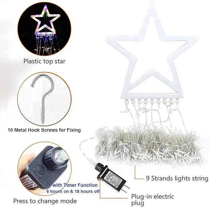 Christmas Decoration Lights, Outdoor Christmas String Lights 320 LED 11.5 Ft Waterfall Tree Lights with Big Star Topper 8 Light Modes for Christmas New Year Holiday Garden Yard Indoor Outdoor Decor by GreenHaven Gardens