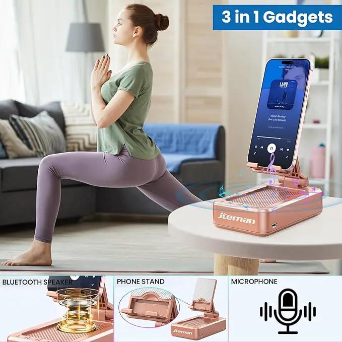Jteman Portable Phone Stand with Speaker Bluetooth Wireless,Gifts for Men Women,Birthday for Women Men,Kitchen Gadgets for Men,Phone Holder for Desk - Rose Gold by GreenHaven Gardens