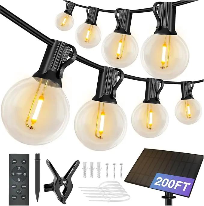 DAYBETTER 200FT Solar String Lights Outdoor Waterproof with Remote,100 LED Bulbs Dimmable&Timer,Patio Lights 3 Installation-Clips,Stakes&Nails for Outside Porch Garden Backyard Bistro by GreenHaven Gardens