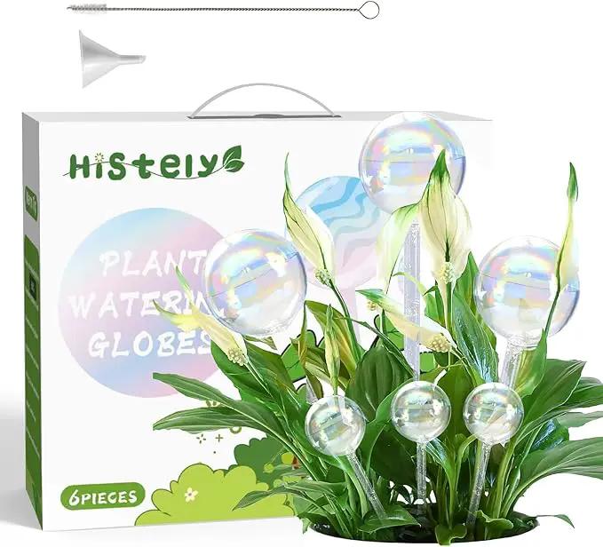 Plant Watering Globes, 6PCS Iridescent Rainbow Gradient Color Clear Glass Bulbs Self Watering Spikes Planter Insert, Automatic Plant Waterer Bulbs Devices for Various Plants by GreenHaven Gardens