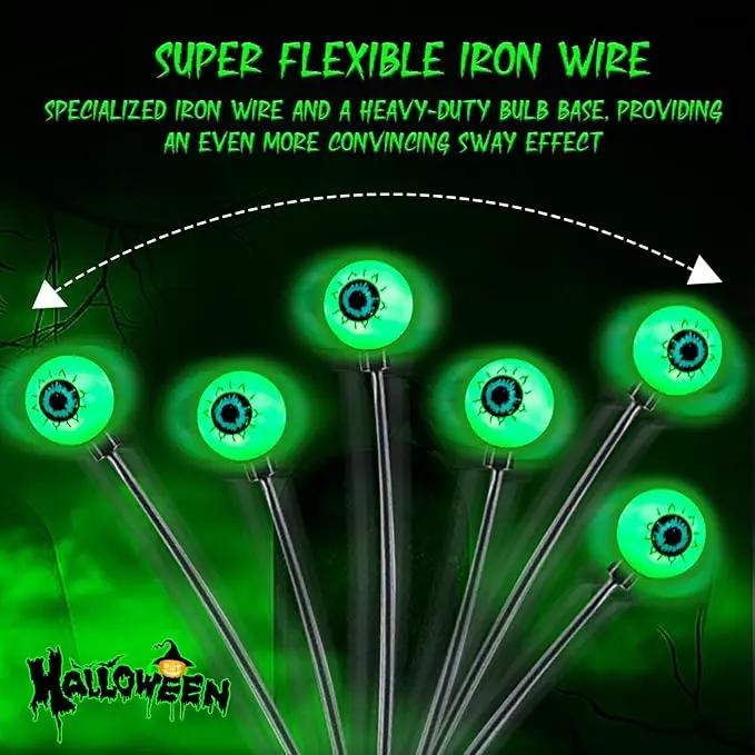 TONULAX Halloween Decorations Outdoor, 2 Pack Upgraded Solar Scary Eyeball Lights with Dual Lighting Modes, Swaying Firefly Lights, Solar Pathway Light for Yard, Garden,Yard Decor, Party (Green) by GreenHaven Gardens