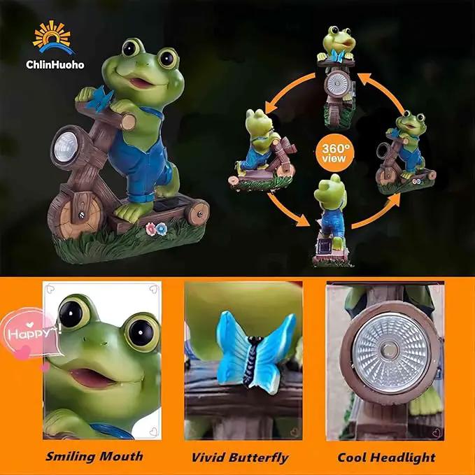 Solar Garden Frog, Outdoor Garden Decor, Animal Garden Statue, Fairy Garden Accessories,Patio,Yard,Balcony Decorations, Lawn Ornament, Housewarming, Birthday,Mothers Day Mom Gifts. by GreenHaven Gardens