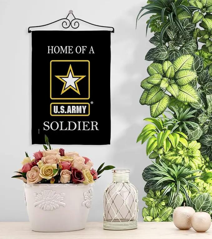 Army Soldier Dorm Decor Banner Wall Art Flag Pole Patio Lawn Garden Room Decorations Indoor Outdoor Tapestry Yard Signs Armed Forces American Military Veteran Retire Official Made In USA by GreenHaven Gardens