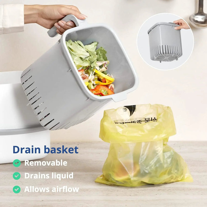 BLUE GINKGO Kitchen Compost Bin [5L / 1.32 GAL] – Filter-Free, Odor-Tight Countertop Food Waste Pail with Handles (Made in Korea, Pink) by GreenHaven Gardens