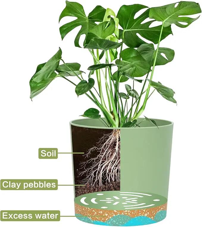 QCQHDU 5 inch Plant Pot, 2 Pack Planters for Indoor Plants with Drainage Holes & Saucer, Outdoor Flower Pots Home Garden Modern Decor by GreenHaven Gardens