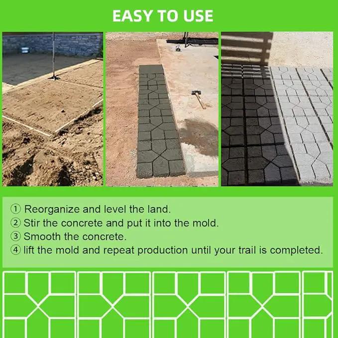 CJGQ 15.7"x15.7"x1.57"Walk Maker Reusable Concrete Path Maker Molds Stepping Stone Paver (Square 2-Pack) by GreenHaven Gardens